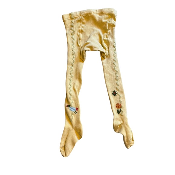 VTG | Baby Mini Catimini | Baby Girl Pale Yellow | Knit Tights - Picture 6 of 7